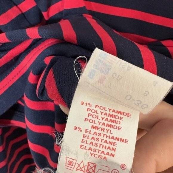 Saint James Shirt Womens 4 Navy Red Breton Stripe Long Sleeve Made in France - Picture 6 of 10